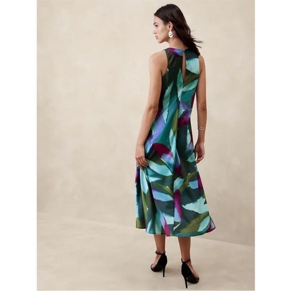 Banana Republic Vibrant Green Blue Purple Midi Dress - Picture 2 of 5